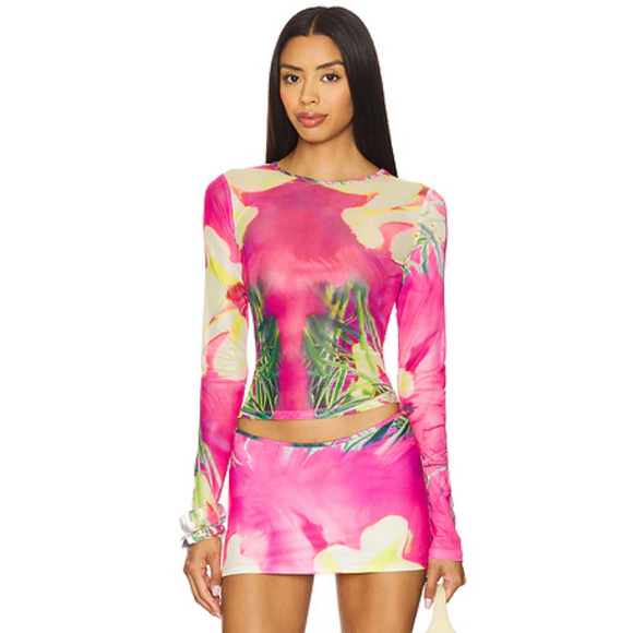 Miaou Tops - Miaou x REVOLVE Long Sleeve Tee in Alira in Pink